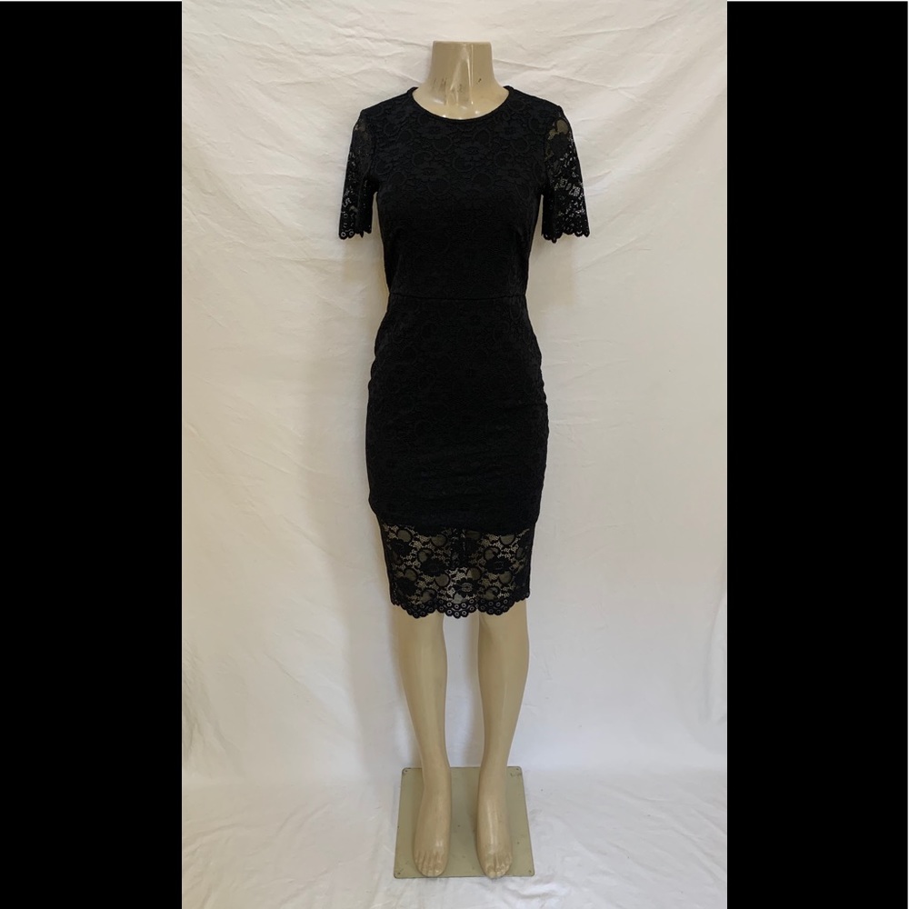 ASOS Size 6 Black Floral Lace Sheath Dress